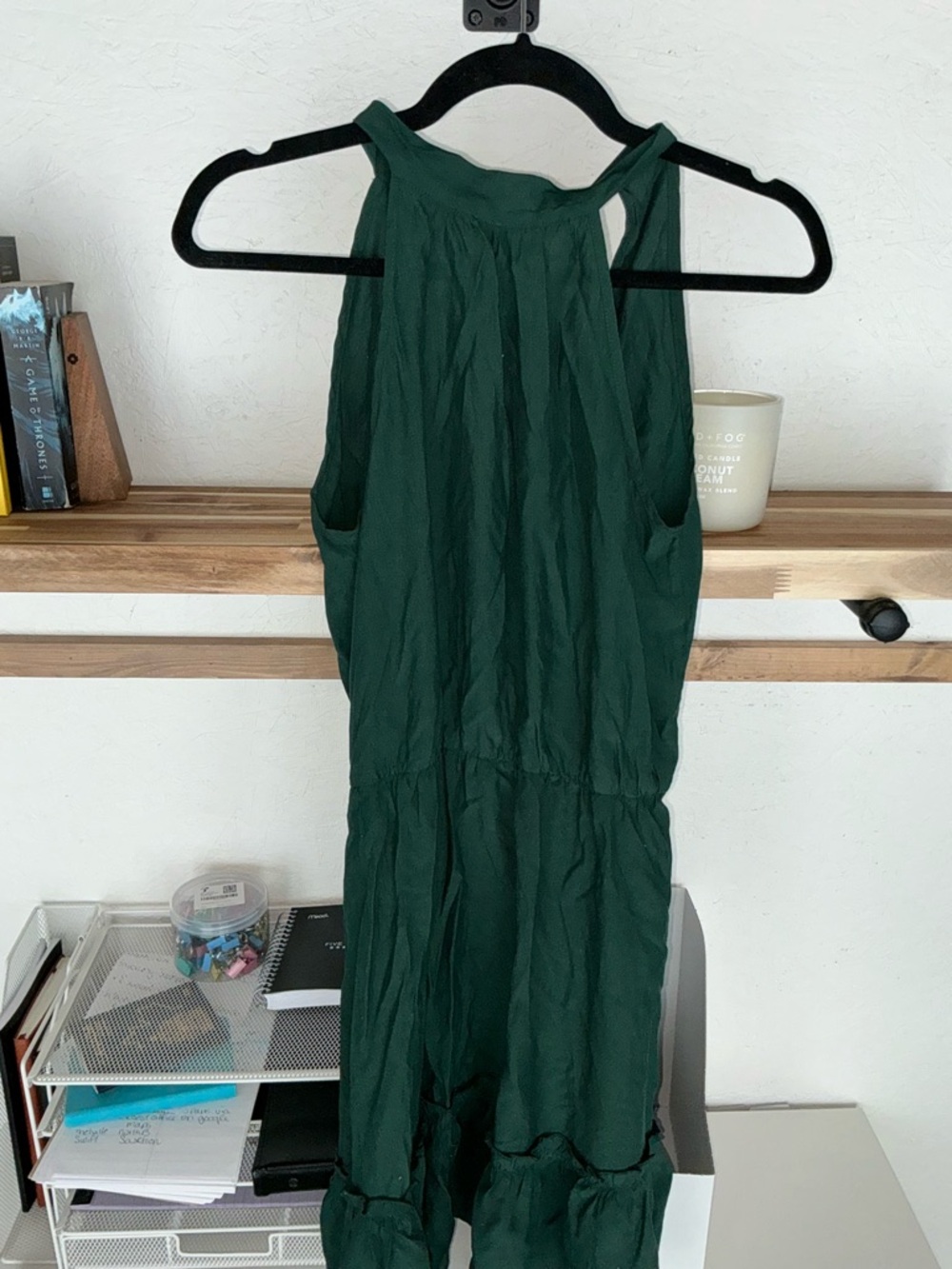 Girls Dark Green Sleeveless One-Piece Romper